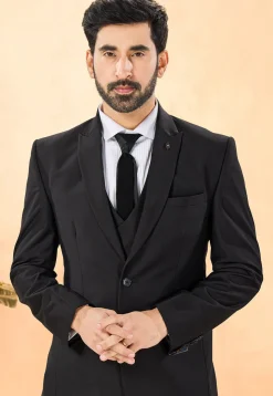Solid Color Terry Rayon Tuxedo in Black
