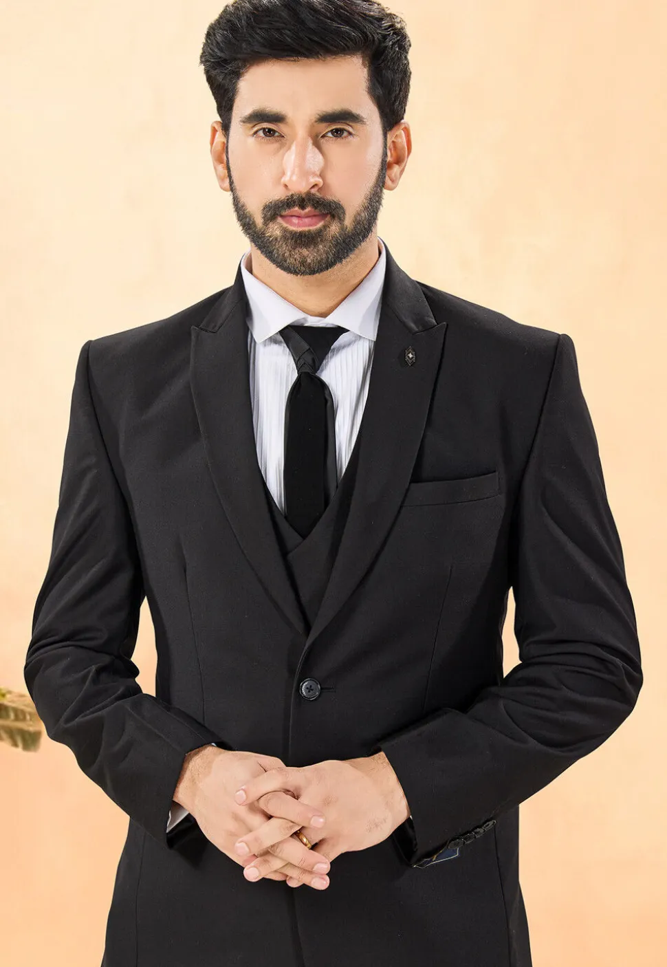 Solid Color Terry Rayon Tuxedo in Black