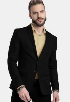 Solid Color Velvet Blazer in Black