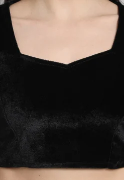 Solid Color Velvet Blouse in Black