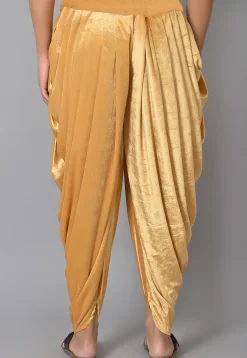 Solid Color Velvet Dhoti Pant in Beige