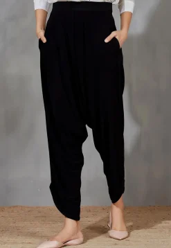 Solid Color Velvet Jodhpuri Pant in Black