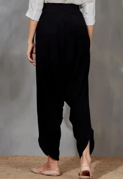 Solid Color Velvet Jodhpuri Pant in Black