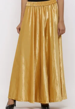 Solid Color Velvet Palazzo in Golden