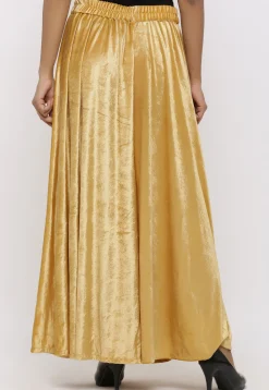 Solid Color Velvet Palazzo in Golden