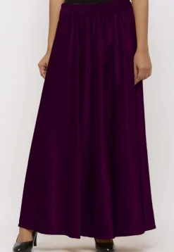Solid Color Velvet Palazzo in Wine
