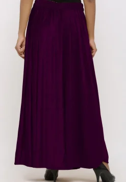 Solid Color Velvet Palazzo in Wine
