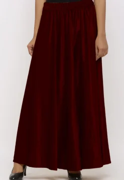 Solid Color Velvet Palazzo in Maroon