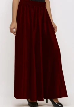 Solid Color Velvet Palazzo in Maroon