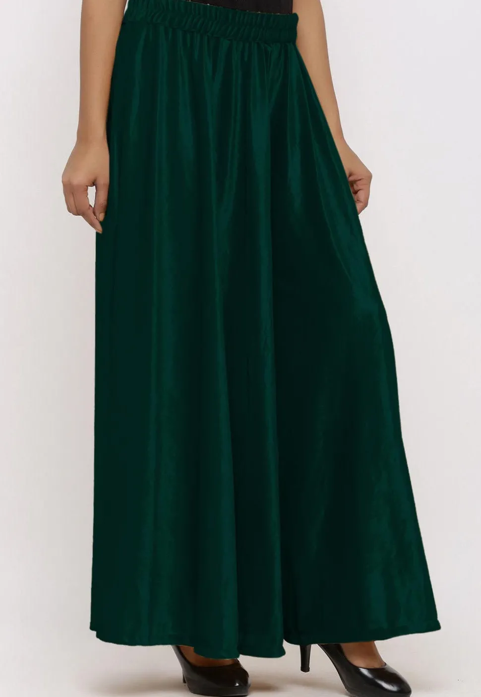 Solid Color Velvet Palazzo in Dark Teal Green