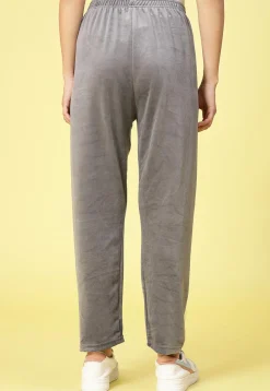 Solid Color Velvet Pant in Grey