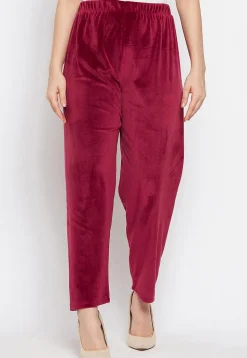 Solid Color Velvet Pant in Maroon