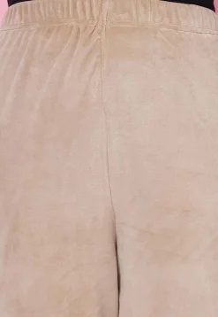 Solid Color Velvet Pant in Beige