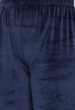 Solid Color Velvet Pant in Navy Blue
