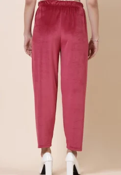 Solid Color Velvet Pant in Dark Old Rose