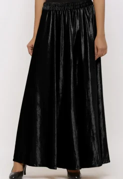 Solid Color Velvet Sharara in Black