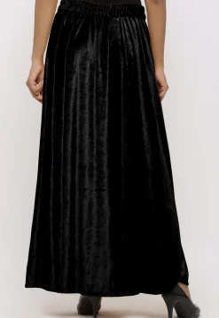 Solid Color Velvet Sharara in Black