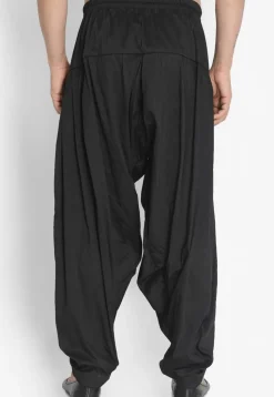 Solid Color Viscose Dhoti Pant in Black