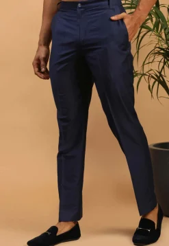 Solid Color Viscose Pant in Navy Blue