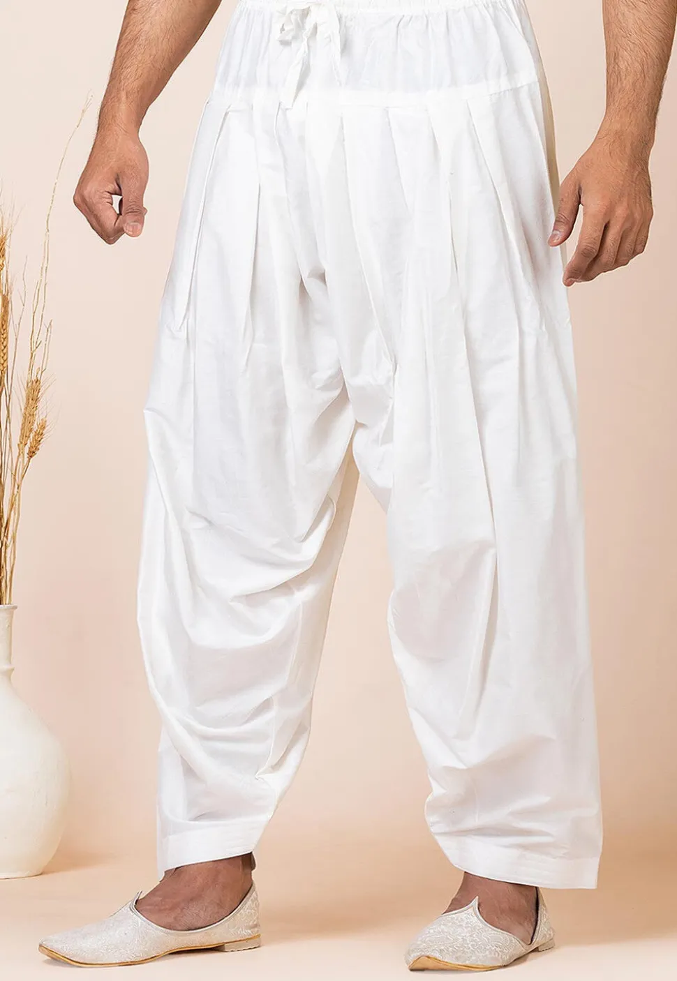 Solid Color Viscose Rayon Paithani Suit in Off White