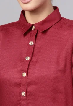 Solid Color Viscose Rayon Straight Kurta in Maroon