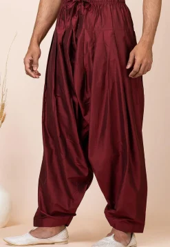 Solid Color Viscose Rayon Paithani Suit in Maroon