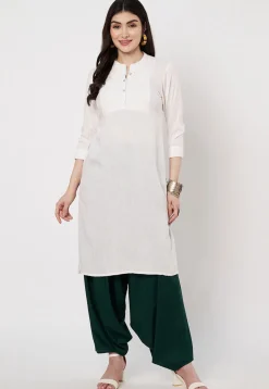 Solid Color Viscose Rayon Salwar in Dark Green
