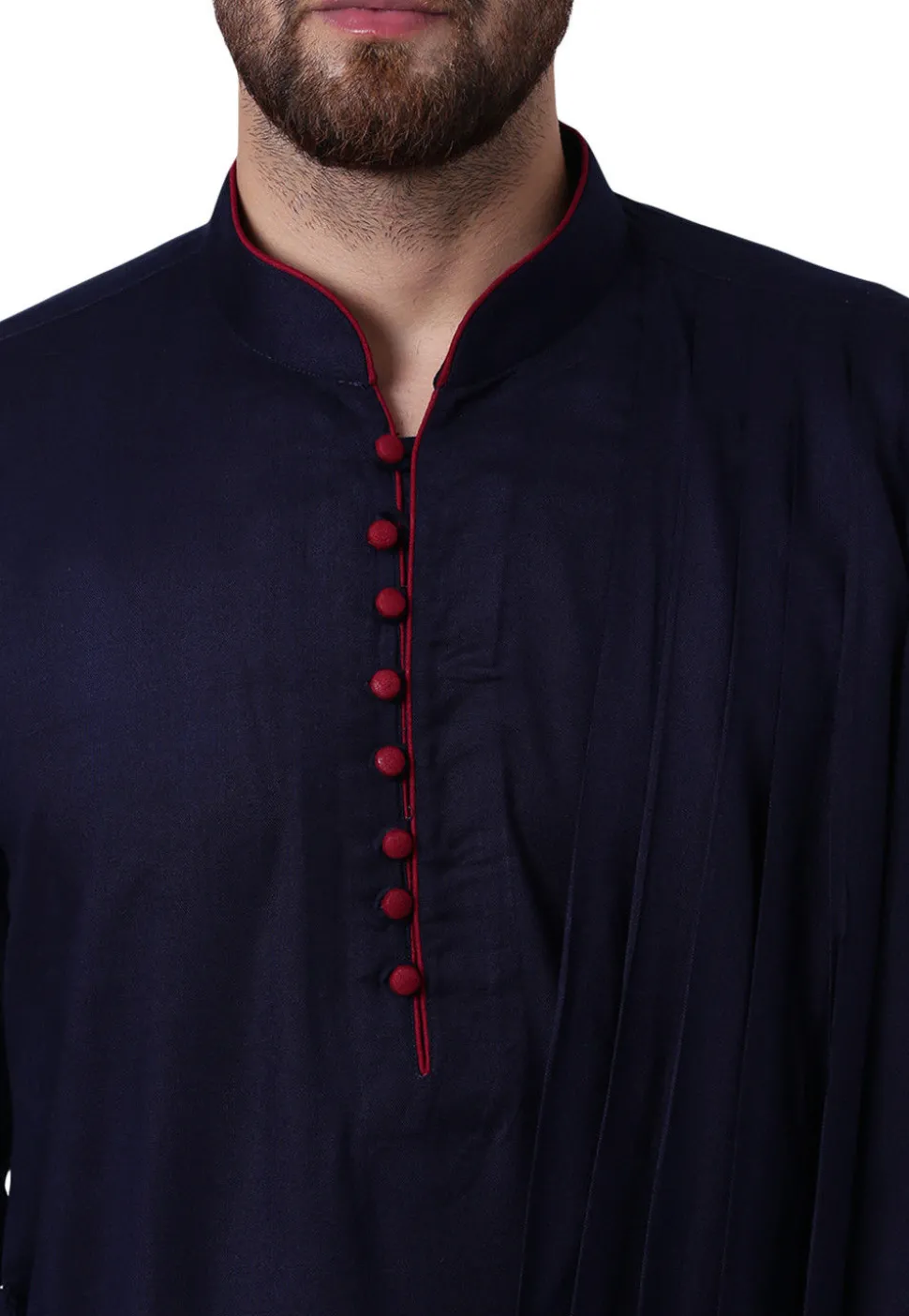Solid Color Viscose Rayon Cowl Style Kurta in Navy Blue