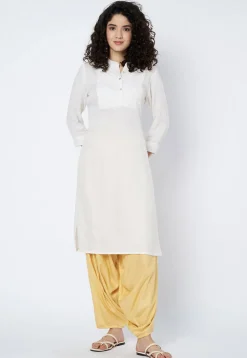 Solid Color Viscose Rayon Cowl Patiala in Yellow