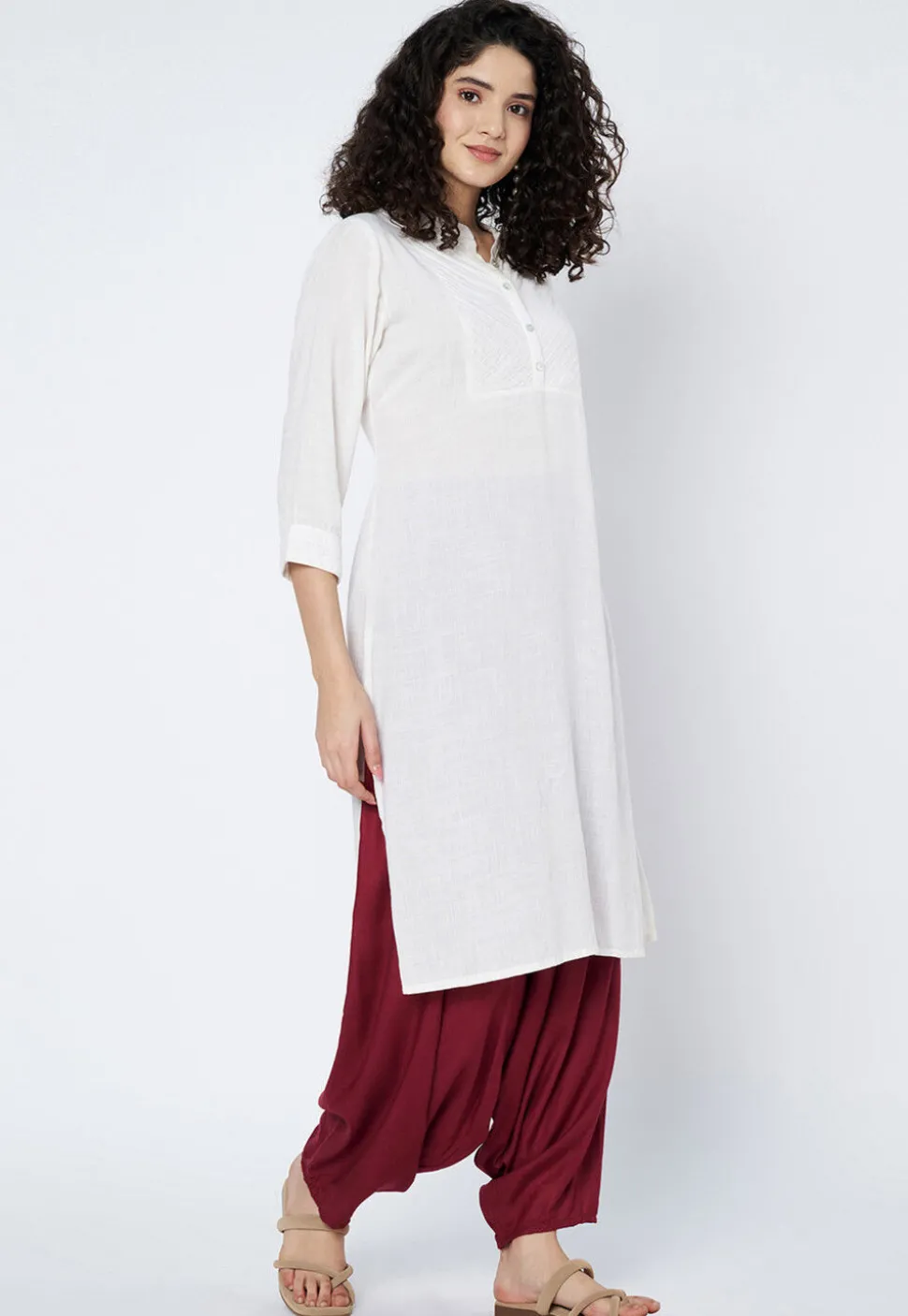 Solid Color Viscose Rayon Cowl Patiala in Maroon
