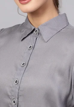 Solid Color Viscose Rayon Straight Kurta in Grey