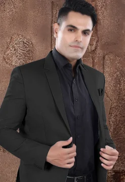 Solid Color Viscose Silk Blazer in Dark Green