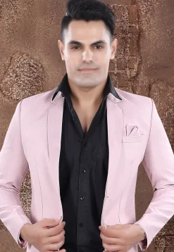 Solid Color Viscose Silk Blazer in Pink