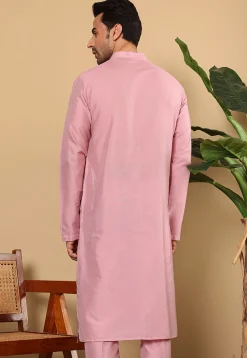 Solid Color Viscose Silk Kurta in Pink