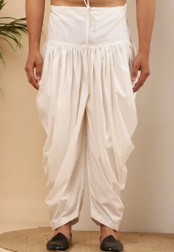 Solid Color Viscose Silk Dhoti in White