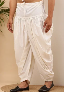 Solid Color Viscose Silk Dhoti in White