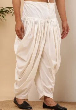 Solid Color Viscose Silk Dhoti in White