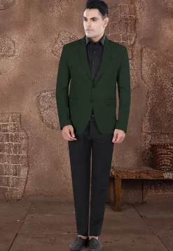 Solid Color Viscose Silk Blazer in Dark Green