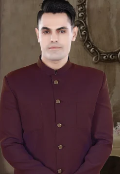 Solid Color Viscose Silk Jodhpuri Suit in Maroon