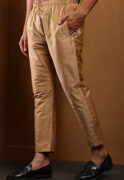 Solid Color Viscose Silk Pajama in Beige