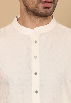 Solid Color Viscose Silk Kurta in Off White