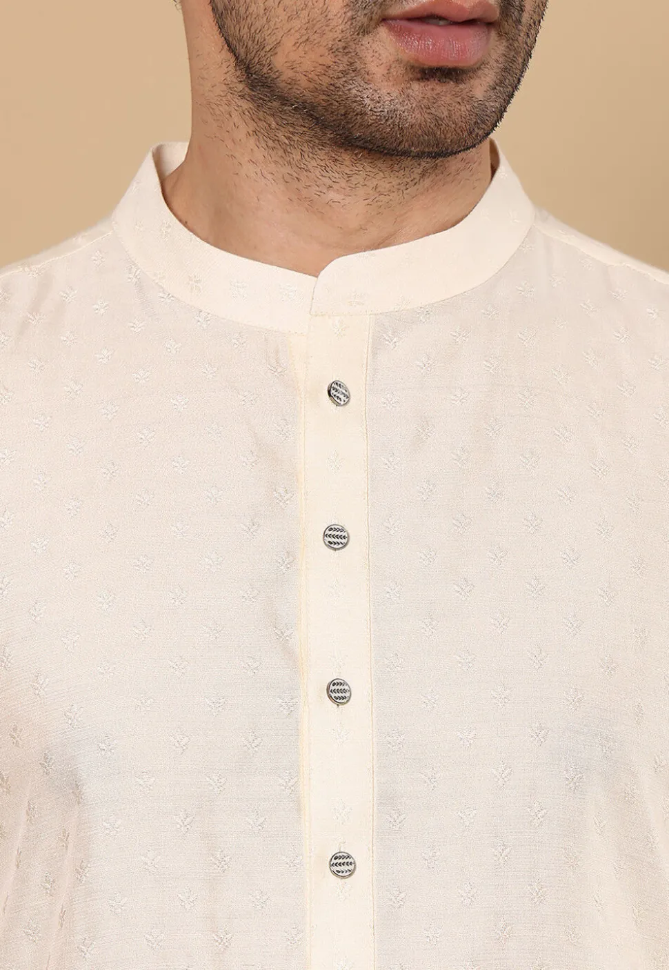 Solid Color Viscose Silk Kurta in Off White