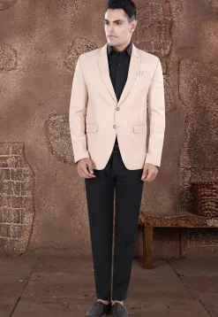 Solid Color Viscose Silk Blazer in Peach