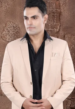 Solid Color Viscose Silk Blazer in Peach