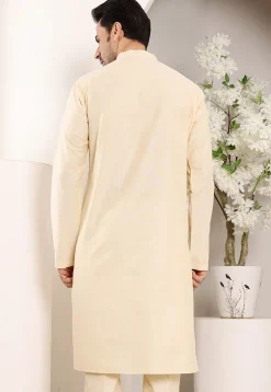 Solid Color Viscose Silk Kurta in Cream