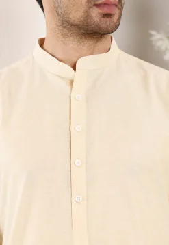 Solid Color Viscose Silk Kurta in Cream