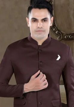 Solid Color Viscose Silk Jodhpuri Suit in Wine