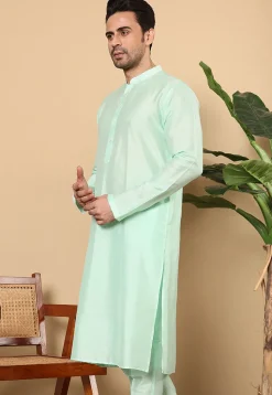 Solid Color Viscose Silk Kurta in Sea Green