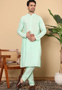Solid Color Viscose Silk Kurta in Sea Green