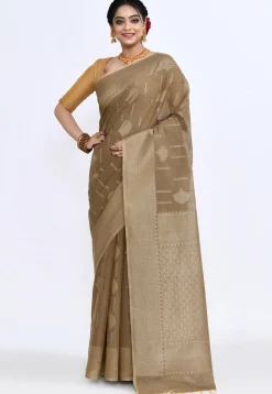 South Indian Sico Saree in Fawn